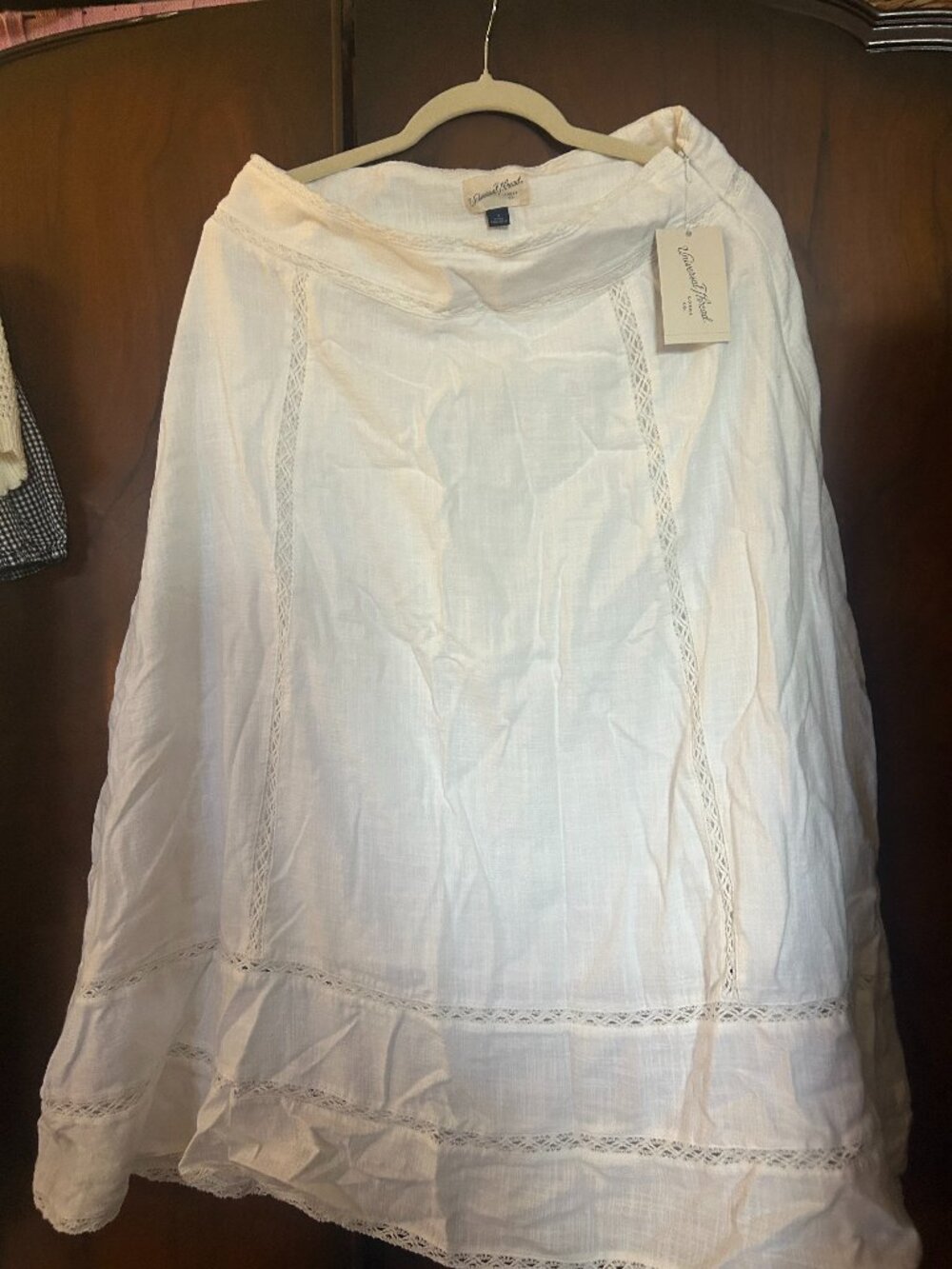 Romantic embroidered white midi skirt